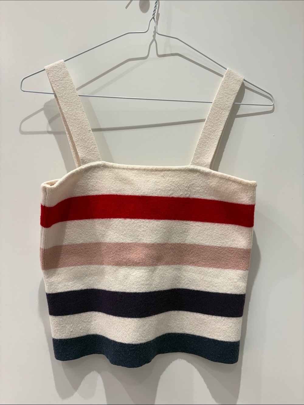 moon & madison Cream and Red Striped Knit Tank